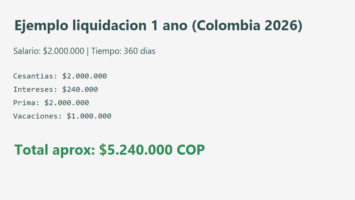 ejemplo liquidacion 1 año colombia
